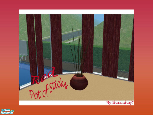 Sims 2 — Pot of Sticks Red by Shakeshaft — Part of the Recolour of Betterbesim's Arcadia set, with Curtains by Mutske.