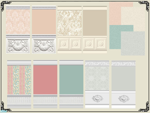 Sims 2 — Grand Walls And Floors by Henwen — Nine fancy walls with matching carpets. ~TSRAA~