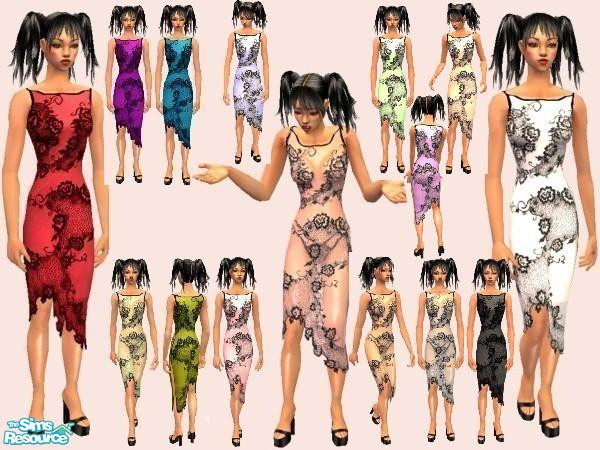 Sims 2 — adult embroided dresses by juttaponath — Do not reupload or edit and upload. Thank you.