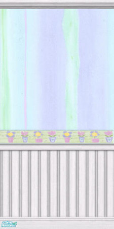 Sims 2 — Violet Green paper w/lime flower bord1 by pegasussims — Violet Green Wallpaper with Lime Flower Border matched