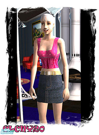 Sims 2 — Pink Dot Top Outfit For Female Elders by clcny20 — And so ends the saga of the pink dot top, lol. The remake of