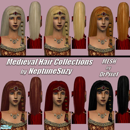 Sims 2 — NSC Hair Set60 - Medieval Style! by Neptunesuzy — Your Sims will Love this set of 6 Medieval Hairstyles! Enjoy!
