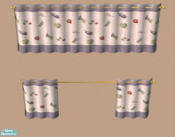 Sims 2 — Kitchen Curtains - Yellow Bar Recolor by Bitzybus — *Bar recolor* Mesh files needed.