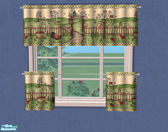 Sims 2 — Kitchen Curtains - Easter Recolor 1 by Bitzybus — *Curtain recolor* Mesh files needed.