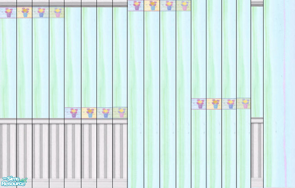 Sims 2 — Violet Green Wallpaper Set by pegasussims — A Coordinating set of walls. A beautiful wallpaper for your little