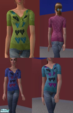 Sims 2 — Back to School Set by pretty_baby — A set of outfits... Jeans and a preppy sweater. In four different colours