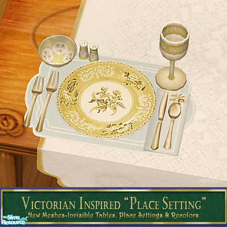 Sims 2 — Victorian Inspired Place Settings - Magnolia by Cashcraft — A usable decorative place setting mesh and 4