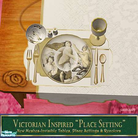 Sims 2 — Victorian Inspired Place Settings - Old World  by Cashcraft — A usable decorative place setting mesh and 4