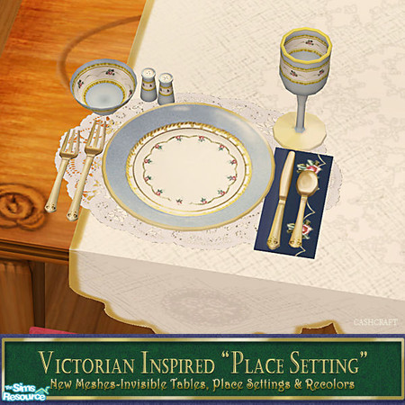 Sims 2 — Victorian Inspired Place Settings - Victoriana by Cashcraft — A usable decorative place setting mesh and 4