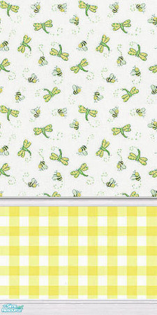 Sims 2 — D2DBuggy Green Wallpaper 02 by D2Diamond — Cute little bugs with a yellow plaid design. Perfect for Spring. ...