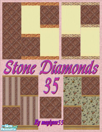 Sims 2 — Stone Diamonds - Wall Set 35 by maylynn55 — Made by maylynn55 **TSRAA Member**