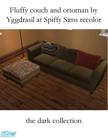 Sims 2 — Dark Colors Couch by agaliha5 — This is a recolor of the Fluffy Couch & Ottoman set by Yggdrasil at Spiffy
