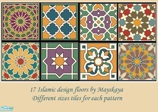 Sims 2 — Islamic design floor set by mayskaya — 17 Islamic pattern tiles for eastern design buildings.
