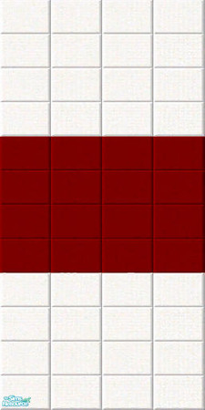Sims 2 — Simply Red and White Wall by Shakeshaft — Part of the Simply Red Set, includes 2 sinks and 2 mirrors, counters,