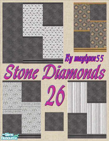 Sims 2 — Stone Diamonds - Wall Set 26 by maylynn55 — Made by maylynn55 **TSRAA Member**