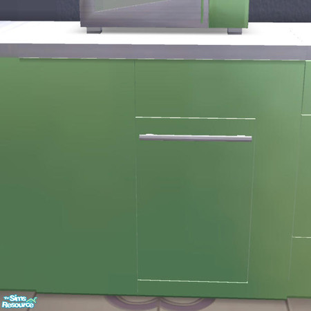 Sims 2 — Milano Kitchen - Trashcompactor by Cloisonne — Apple green and Silver Blue color scheme.