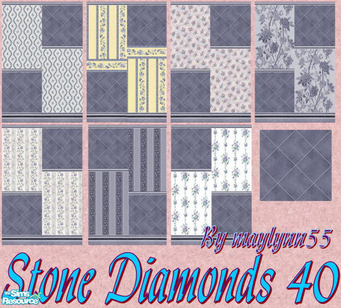 Sims 2 — Stone Diamonds - Wall Set 40 by maylynn55 — Made by maylynn55 **TSRAA Member**