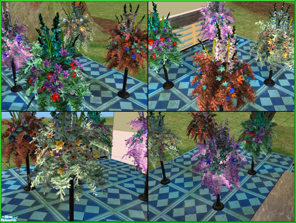 Sims 2 — From the 420 Flower Shop Pack 2 by Agent420 — 4 Large Flower arrangements with awesome new colors, and some