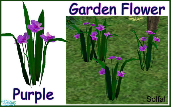 Sims 2 — Garden Flower Purple by solfal — These can interact with other objects. Use them together with my other flowers