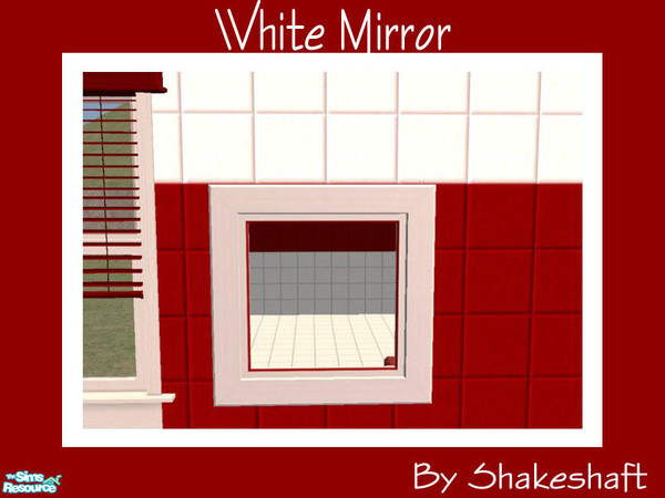 Sims 2 — White Mirror by Shakeshaft — Part of the Simply Red Set, includes 2 sinks and 2 mirrors, counters, shower,