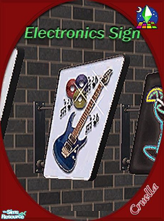 Sims 2 — am_BusinessSign_electronics by Cruella — Electronics sign. Recolor of Nightlifes business signs.