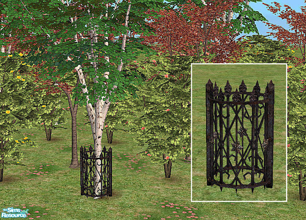 Sims 2 — Wrought Iron Tree Fence Mesh by chrissy6930 — Wrought Iron Tree Fence. Converted from an OFB tree into a