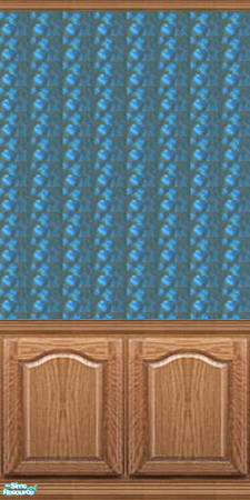 Sims 2 — Blue Ice 2 by gatomurphy — Original wallpaper with oak wainscoting. Could be a great business paper, perhaps for
