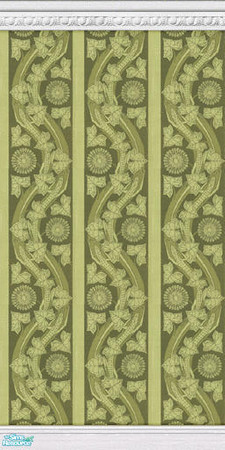 Sims 2 — Art Nouveau Green Design Wallpaper by Jubilant — This wallpaer has a green vertical design. The design is made