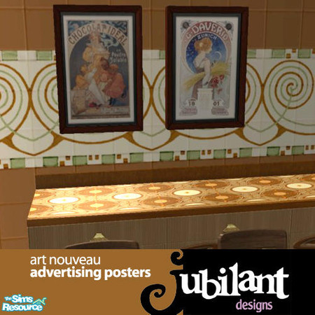 Sims 2 — Art Nouveau Ad Prints by Jubilant — Art Nouveau had loads of advertising prints. Unfortunately I do not have the