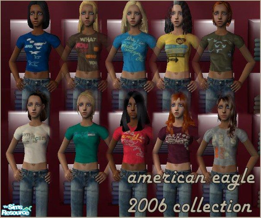 Sims 2 — American Eagle 2006 Collection by HerIntuition — 10 t-shirts for teen girls from the American Eagle Outfitters