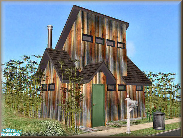 Sims 2 — Poor Richard's Tin Shack by galilea — Tiny, rundown shack that is cheap, and not too attractive, but will still