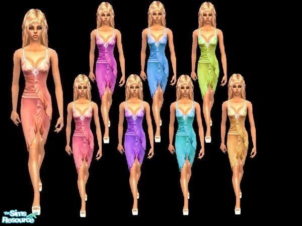 Sims 2 — adult satin dresses by juttaponath — Do not reupload or edit and upload. Thank you.
