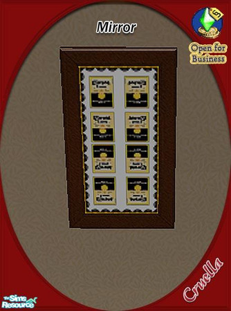 Sims 2 — am_Pubsign05 by Cruella — Mirror with inspired beverage label. I made these items as requested by my daughter,