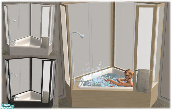 Sims 2 — Pentago Bahtroom - Corner Tub by Bitzybus — Part of Pentago Bathroom set. Polygons: 1478 Vertices: 1295 