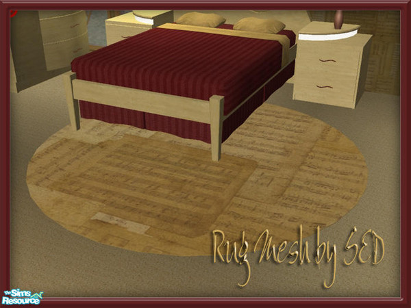 Sims 2 — WaG Make Mine Music Rug by SpringwolfDecor — Beige and maroon. What more beautiful color combination is there!