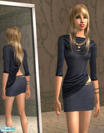 Sims 2 — High Fashion Clubbing Outfit - black by lliella — The sabrina neckline top with 3/4 sleeves and oh-la-la back