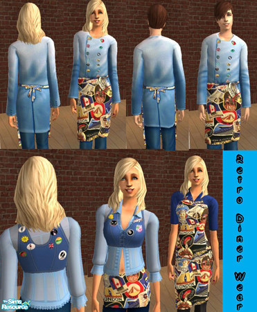 Sims 2 — Retro Diner Wear by JulietteRose — Set of five travel-themed clothes for your Retro Diner family