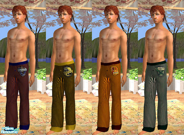 Sims 2 — Hogwarts Houses Silk PJ Bottoms by this_utopia — Show your house pride with these comfy silk pyjama bottoms! 