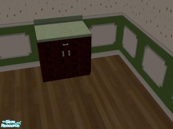 Sims 2 — Country Green Apple Kitchen - Individual by sbanana210 — Dark Wood Cherry Kitchen Counter