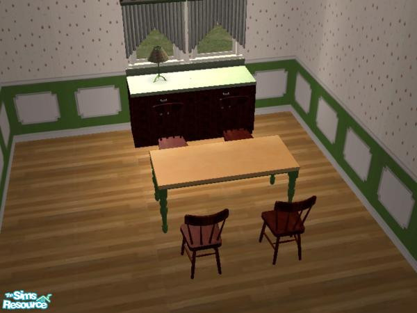 Sims 2 — Country Green Apple Kitchen by sbanana210 — Country Green Apple Kitchen with curtians,table,kitchen