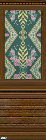 Sims 2 — Lift Tile and Brick Walls - 18 by Lorah — blue-grey, maroon, teal, beige and peach paint with matching