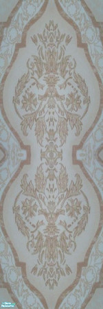 Sims 2 — Lift Tile and Brick Walls - 1 by Lorah — blue-grey, maroon, teal, beige and peach paint with matching wallpapers