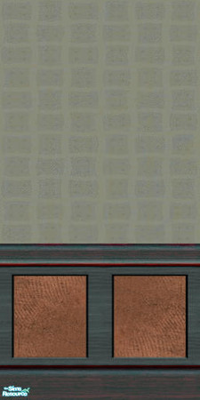 Sims 2 — Copper Paneled Walls  by kkffoo — Sage vinyl wallcovering with wood paneling, inset with copper.