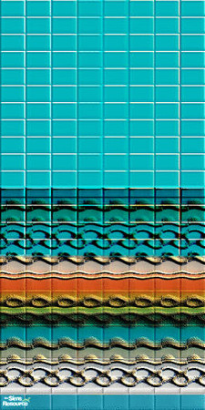 Sims 2 — Turquoise Luxury Wall Tiles  by kkffoo — Turquoise, Amber and Gold Leaf Wall tiles, complemented by matching