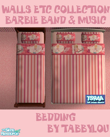 Sims 2 — TL-Walls Etc-Barbie Band-Bedding by TabbyLou — Bedding in Walls Etc Collection styled in Barbie Band &