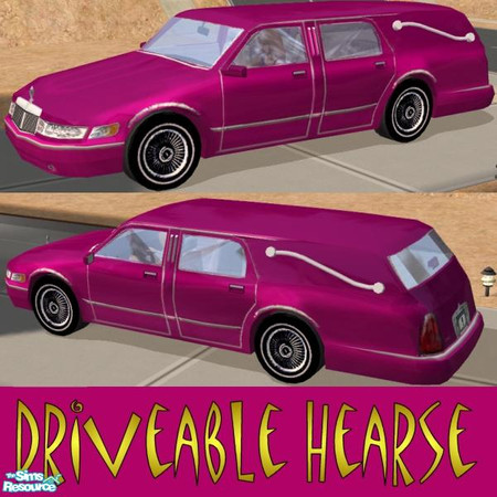 Sims 2 — Drivable Hearse - Plum Recolor by Dr Pixel — Your Vampires need a car, but wouldn't be caught "undead"