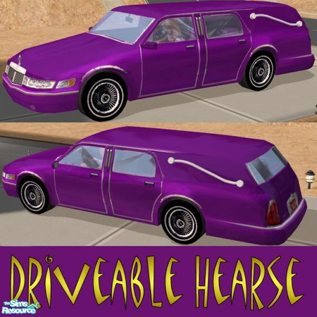Sims 2 — Drivable Hearse - Purple Recolor by Dr Pixel — Your Vampires need a car, but wouldn't be caught