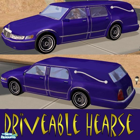 Sims 2 — Drivable Hearse - Blue Recolor by Dr Pixel — Your Vampires need a car, but wouldn't be caught "undead"