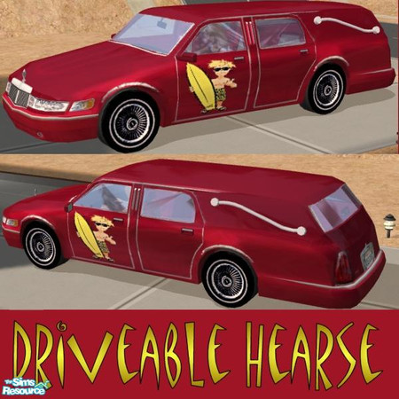 Sims 2 — Drivable Hearse - Red Recolor by Dr Pixel — Your Vampires need a car, but wouldn't be caught "undead"