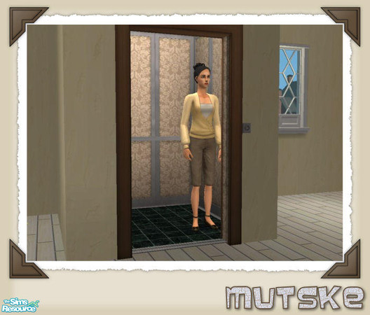 Sims 2 — Elevator recolor  05 by Mutske — Set of elevator recolors, in matching Maxis Wallpaper.